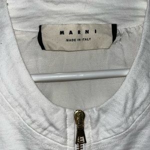 Marni FLJEV46DU1 Women's Ivory Cotton Compact Jersey Bomber Jacket